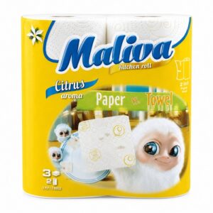 Кухненско руло Maliva – 2 бр | 3 пласта, бяла хартия, 2 рула по 100 къса