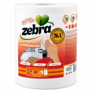 Кухненско руло Professional Zebra – 1 бр | 2 пласта, 100% целулоза, 250 къса