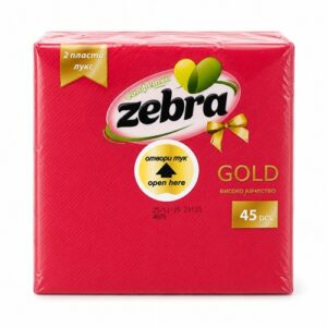 Салфетки Gold Червени Zebra – 35 бр | 33x33 см